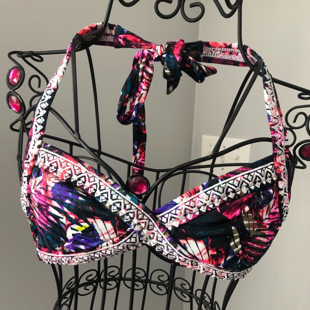 PINK Multi-Color Bikini Top